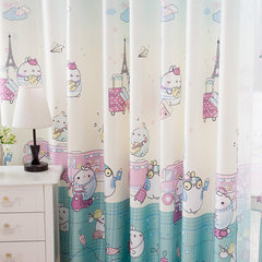 Cartoon children's interest in the Mediterranean field boys and girls living room bedroom child room curtain gauze curtain finished product customized hook processing (four paw hook) cloth curtain 4 meters wide × 2.7 high (1 slices)
