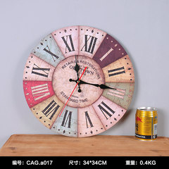 欧式客厅钟表创意个性时钟家用简约现代静音挂钟卧室圆形石英钟 14英寸 17EST 1863 彩色款