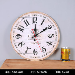 European style living room clock creative personality clock household simple modern quiet wall clock bedroom round quartz clock 14 inches 11 crown CLASSIC