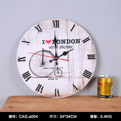 欧式客厅钟表创意个性时钟家用简约现代静音挂钟卧室圆形石英钟 14英寸 4LONDON.自行车