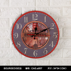 European-style living room clock creative personality clock household simple modern quiet wall clock bedroom round quartz clock 14 inch 7BOURGEOIS red edge