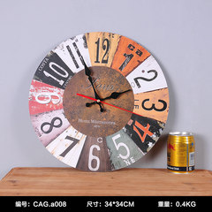 欧式客厅钟表创意个性时钟家用简约现代静音挂钟卧室圆形石英钟 14英寸 8，1870 红4