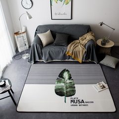 Ins wind Nordic short haired mat, living room, bedroom slippery carpet, sofa table, decorative mat, yoga mat, 145x200cm mat, green leaf.