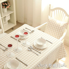Table cloth cloth, European style rural Plaid pure cotton chair set coffee table, modern shallow coffee lattice simple tablecloth Plaid tablecloth 80*80cm