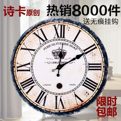 Large American country mute European pastoral living room wall clock quartz clock clock watch fashion bag mail 12 inches K1A09 retro oil painting