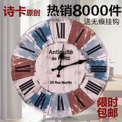 Large American country mute European pastoral living room wall clock quartz clock clock watch fashion bag mail 12 inches K1A08 retro oil painting