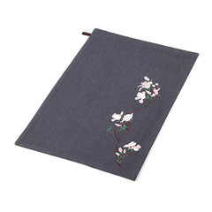 Yulan embroidery tea art special tea curtain, table cloth, Zen tea, flag tea, tea mat, linen, linen, Chinese tablecloth, deep grey Magnolia 50*30cm