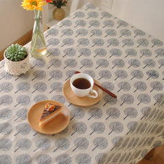 Orange home. Japanese minimalist art fresh plain linen tablecloths retro pastoral table cloth printing plant Linen color (not white) 80*80cm