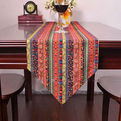 Cotton cloth cloth gift European Cafe tablecloth Southeast Asian style bed flag fringe folk style tea table cloth Golden line 65+17 vertical *180cm