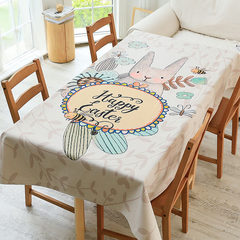 Table cloth, cartoon, lovely rabbit, living room, tea table, tablecloth, cotton, linen, rectangular, dust-proof cover cloth desk, table happy, rabbit 140×, 180cm