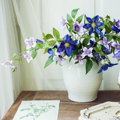 [Chic Rose] high quality, high simulation flower, erect Clematis flower arrangement, flower arrangement, home soft packing Big flower, dark blue, purple