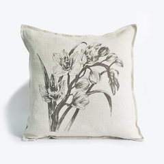 Modern minimalist IKEA pillow, silk colored cloth, cotton and linen sofa cushion, Chinese family waist pillow office waist large (55*30 cm) grey Cymbidium