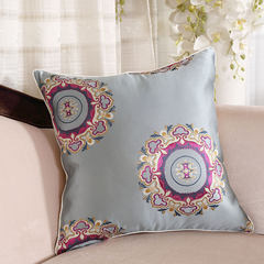 Most of the European style American pillow sets, the high-end simulation silk backrest cushion, sofa cushion cushion pillow can be customized for large square pillow: 50X50cm blue violet flower.
