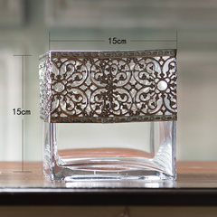 New classical European style living room decor transparent glass vase floral decoration glass vase Home Furnishing Hydroponics Square money