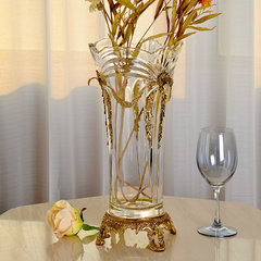 American Luxury Villa Club model room Home Furnishing European crystal flower ornaments with copper vase decoration room Crystal flower