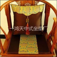 Happy Chinese silk silk cushion cushion chair chair cushion pillow jade set coffee color customized postage Large square pillow: 50X50cm 2 sets of cushion and cushion 196 yuan