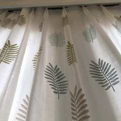 The wizard of Oz embroidered linen products leaves custom curtains cost-effective environmental protection departments contracted landing curtains Take a few pieces of material a few meters away. [] Milk white embroidered leaves