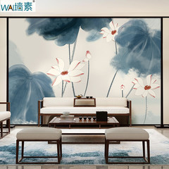 The wall in modern new classical Chinese lotus custom living room sofa TV background wall mural wallpaper Imported silver fabric (whole) / square meter