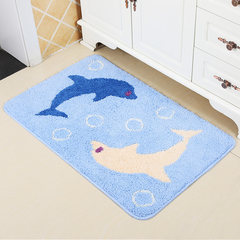 Water absorbent and antiskid bathroom mat, door carpet, bathroom absorbent mat, home entrance mat, bedroom door mat 40× 60CM blue dolphin.