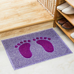 Wear silk carpet pad inside the enclosure door home doormat scraping pad plastic bathroom antiskid mat scraping pad 48× 68cm Purple and white feet