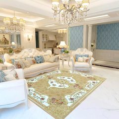European style living room carpet, rectangular tea table mat weft weft knitting fabric jacquard bedside carpet carpet wash 200*240 cm (deliver) 165 (Beige)