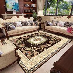 欧式美式客厅地毯长方形茶几垫经纬编织布艺提花卧室床边地毯水洗 200*240厘米（送） 059（咖色）