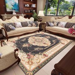 European style American living room carpet, rectangular tea table mat, weft and weft knitting fabric jacquard, bedside carpet carpet washing, 200*240 cm (delivery) hanging basket flower (grey)