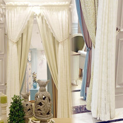 [cutting] simple modern style small fresh white knitting pattern simple gauze curtain green birds How many meters do you buy? Green curtains per metre