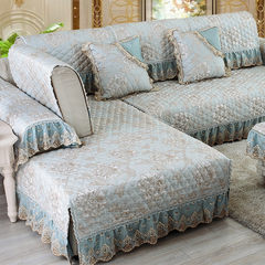 Lace skidding four seasons general European flax sofa cushion fabric fabric sofa scarf dream Paris blue 90+17 Pendant *110cm