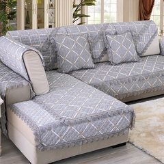 Daily special price: European cotton and linen sofa cushion, simple modern cloth antiskid cushion, custom sofa cover, diamond lattice grey 90*120cm.