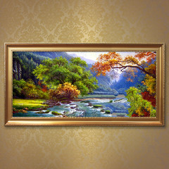 European landscape painting landscape painting pure hand-painted dining room feng shui scenery paintings cornucopia decorative mural painting Frame 90x180 Jane golden frame Single, default 5cm frame