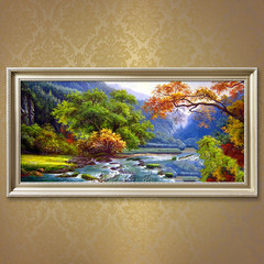 European landscape painting landscape painting pure hand-painted dining room feng shui scenery paintings cornucopia decorative mural painting Frame 90x180 Jane champagne frame Single, default 5cm frame
