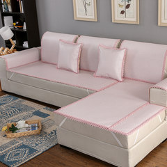 Summer sofa, summer mat, summer cool mat, ice silk, bamboo mat, living room combination, rattan mat, European style antiskid sofa, cushion towel, cherry vine 70*70