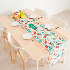 Pastoral ins plant, rectangular table cloth flag, cotton and linen fabric creative tea table, long table cloth table cover, table flag E 65+17 *180cm
