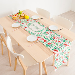 Pastoral ins plant, rectangular table cloth flag, cotton and linen fabric creative tea table, long table cloth table cover, table flag G 65+17 *180cm