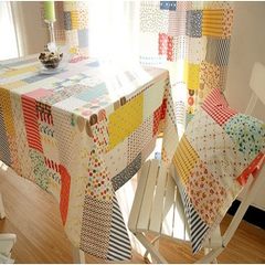 Imitation patchwork candy colored cotton fabric of Linen Tablecloth Korean table table cloth tablecloth Imitation quilt 140*140CM