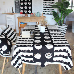 Nordic black and white IKEA style modern Pure Cotton Linen Tablecloth tablecloth custom-made tablecloth, Korean black bottom flower pots, table flag 45*45CM