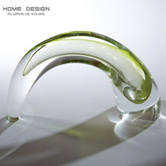HOME DESIGN/家居设计/逗号玻璃花瓶/波兰进口/家居饰品/软装设计 绿黄色