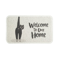 Meow star people gather doorway PVC rub earth mat, home environmental protection dust removal and anti slip mat, bathroom kitchen, foot pad 45CMX75CM (spinneret) pouting tail cat.