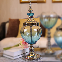 The new classical model between the European and American furnishings Home Furnishing Decor Glass Vase ornaments creative simulation Medium size (with lids)
