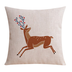 The New Nordic literary deer, thick cotton, linen pillow, Nordic office sofa pillow, cushion, pillow, big size square pillow: 50X50cm Q2617