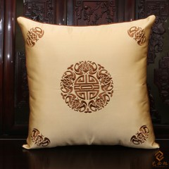 Yi Bi Xu's Chinese embroidered pillow, brocade bedside bag, office waist pillow, big pillow, sofa cushion, large square pillow: 50X50cm light yellow coffee.