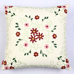 Color dress, Jiangnan New Embroidery, Chinese embroidery, embroidered pillow, red wood cushion, cushion, butterfly, cotton and linen fabric, 45x45cm single cotton flower.