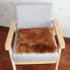 冬季纯羊毛坐垫餐椅垫办公室椅子垫凳子垫学生垫电脑椅子垫羊皮毛 40X40cm（特价） 红驼色