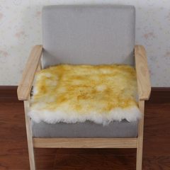 Winter pure wool cushion, dining chair cushion, office chair cushion, stool cushion, student cushion, computer chair cushion, sheep fur 40X40cm (special price) white yellow tip.