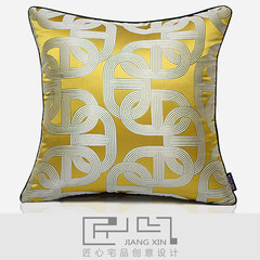The ingenuity of modern Chinese goods house model room decoration pillow turmeric geometric jacquard square pillow (not including the core binding Trumpet (45*24 cm) Ginger rayon jacquard
