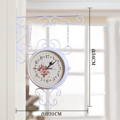 Double room watch European iron bell clock clock mute American modern minimalist creative two clocks 12 inches White double sided clock will be issued immediately