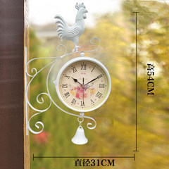 Double room watch European iron bell clock clock mute American modern minimalist creative two clocks 12 inches New white double bell cock + bell