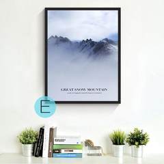 Forest landscape decorative painting, northern Europe, modern living room, wall painting, hotel corridor room, frame hung painting 60*60 Simple black wood grain frame Black frame E Oil film laminating + low reflective organic glass