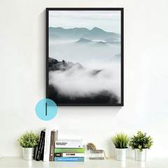 Forest landscape decorative painting, northern Europe, modern living room, wall painting, hotel corridor room, frame hung painting 60*60 Simple black wood grain frame Black frame I Oil film laminating + low reflective organic glass